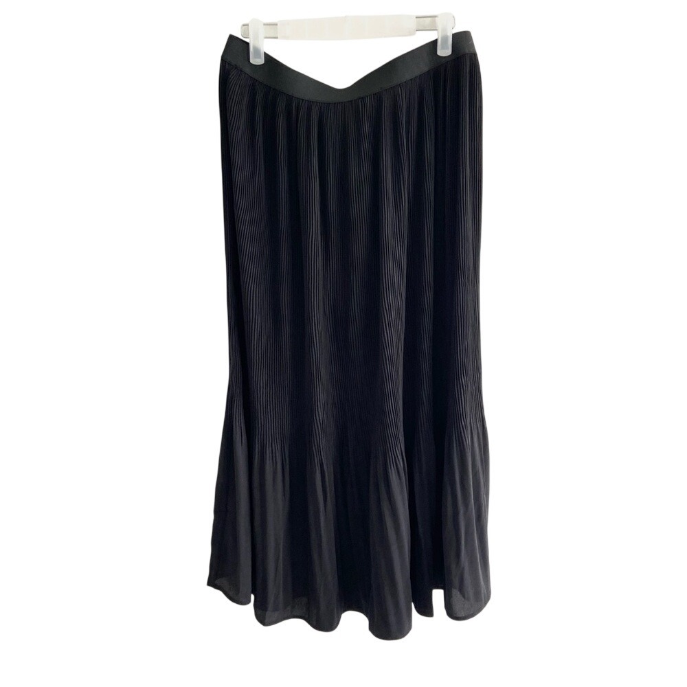 NEW! Adrianna‎ Papell Black Maxi Skirt Pleated M - Picture 2 of 5